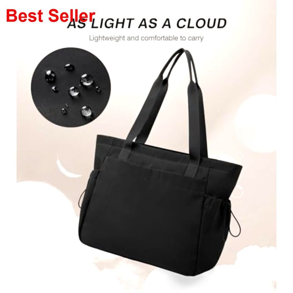 Large Lightweight Tote Bag with Zipper Compartments for Work Travel Gym - Picture 5 of 7